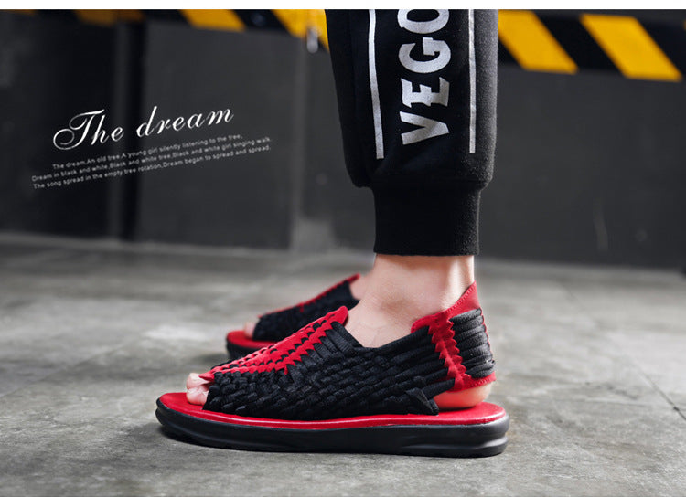 Men's woven thick-soled sandals