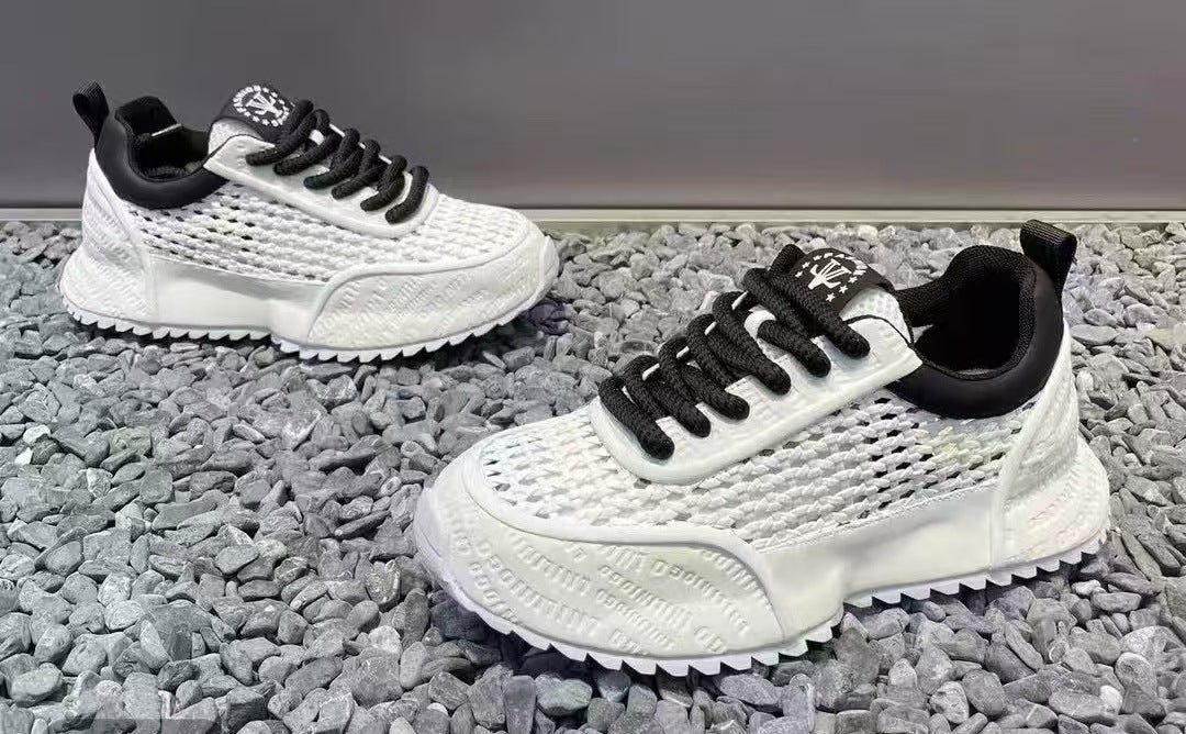 Breathable platform cut-out sneakers