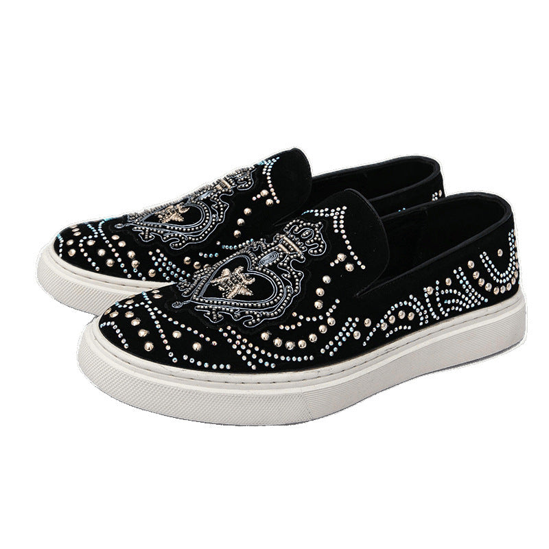 Men's Rivet Crystal Slip-On Sneakers