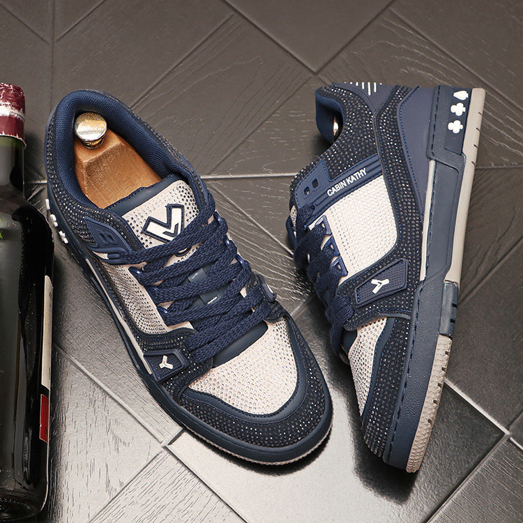 Men's Personality Color-Block Rhinestone Fashion Sneakers
