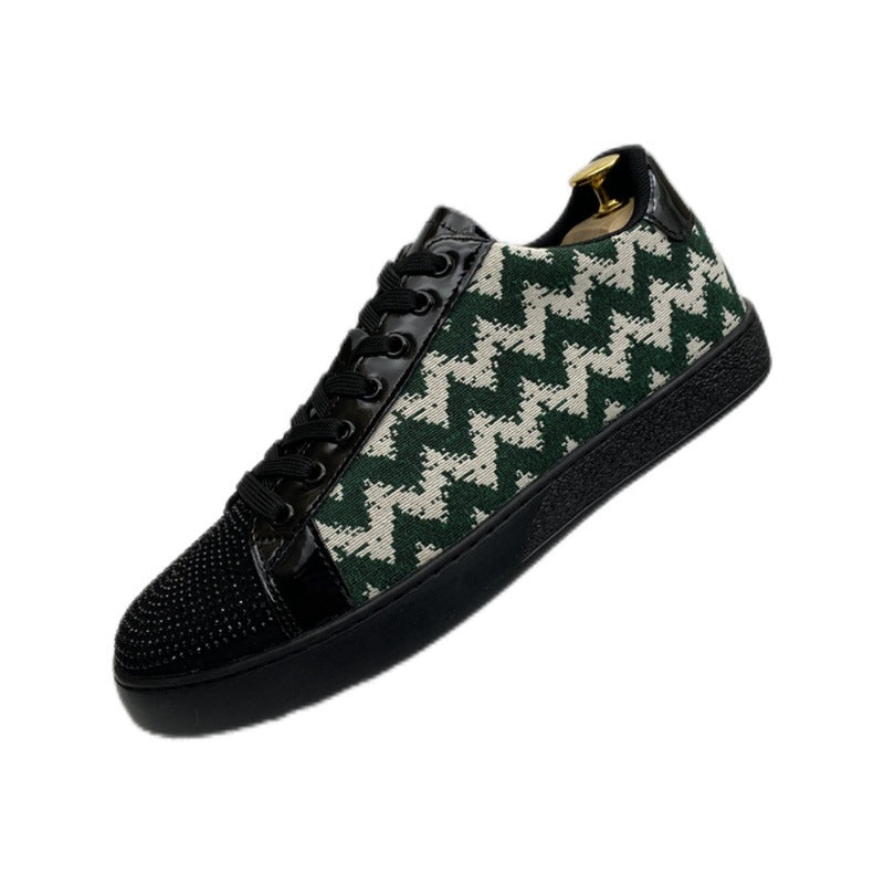 Men's Hot-Fix Rhinestone Low-Top Sneakers