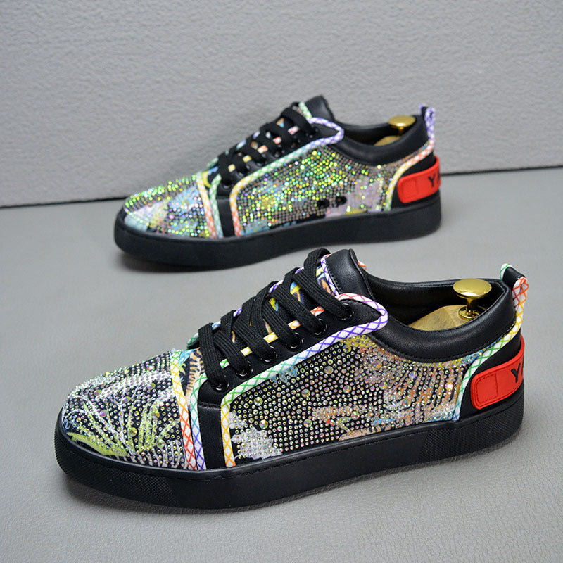 Men's Rhinestone Graffiti Casual Sneakers