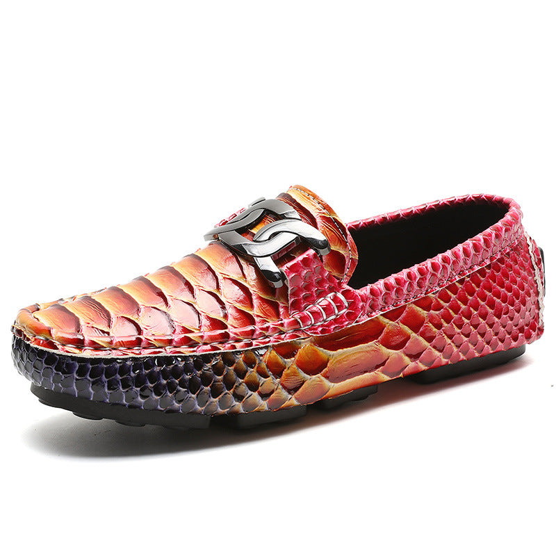 Men's Snake-Print Soft-Soled Driving Shoes