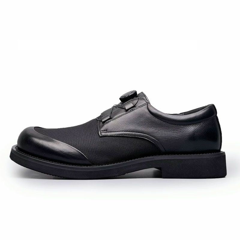 Men's British-Style Odor-Resistant Rotating Buckle Mesh Leather Shoes