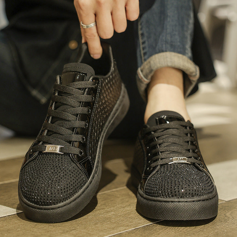 Men's Woven Leather Panel Board Shoes