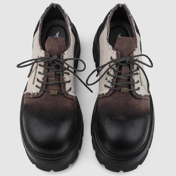 Men's Maillard-Style Distressed Wide-Toe Leather Shoes