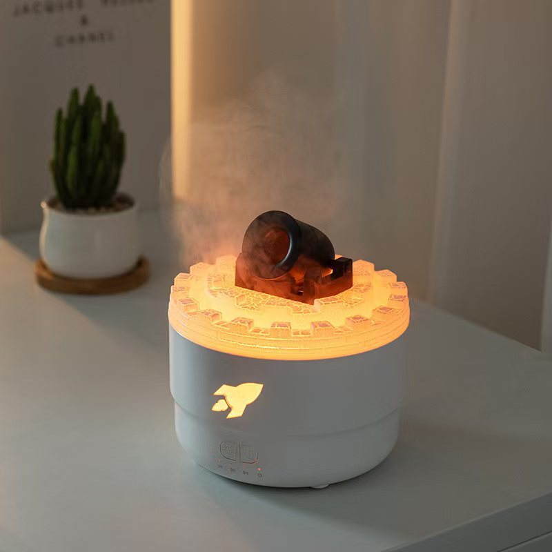 Atmospheric Cannon-Shaped Night Light Humidifier Diffuser