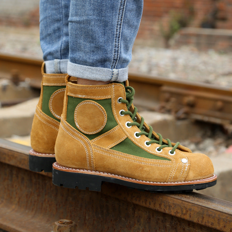 Men’s Hand-Stitched Full-Grain Leather Round-Toe Boots