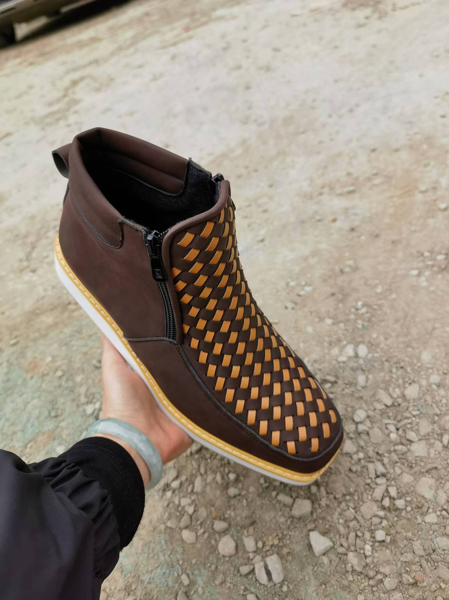 Side-Zip Retro Hand-Knitted Western Cowboy Boots