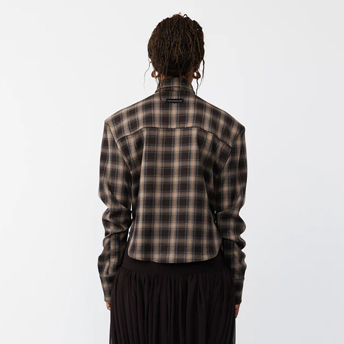 Women's Y2K Crop Top Vintage Plaid Shirt with Waist Cinch