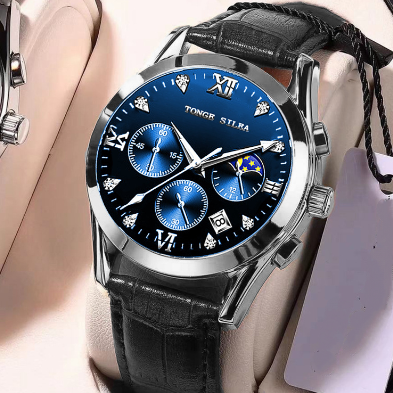 Men’s Genuine Leather Stylish Quartz Electronic Watch
