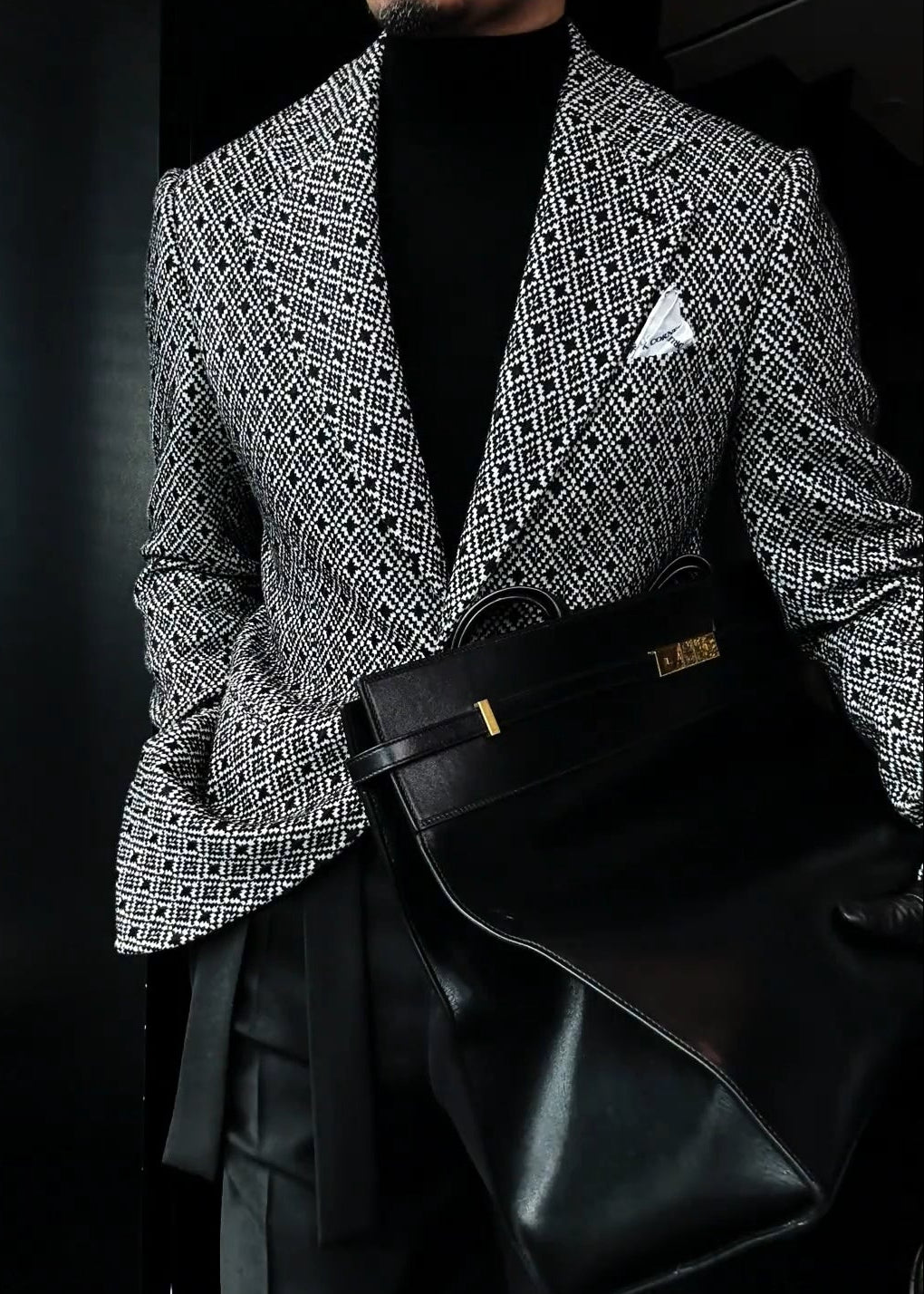 Men’s Diamond-Quilted Jacquard Suit Jacket