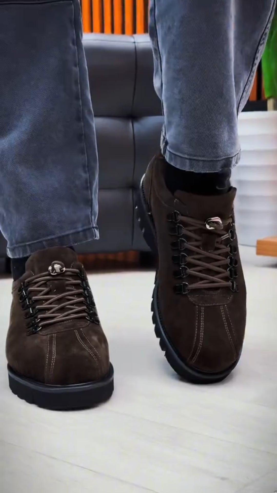 Men's Suede Drawstring Buckle Casual Shoes