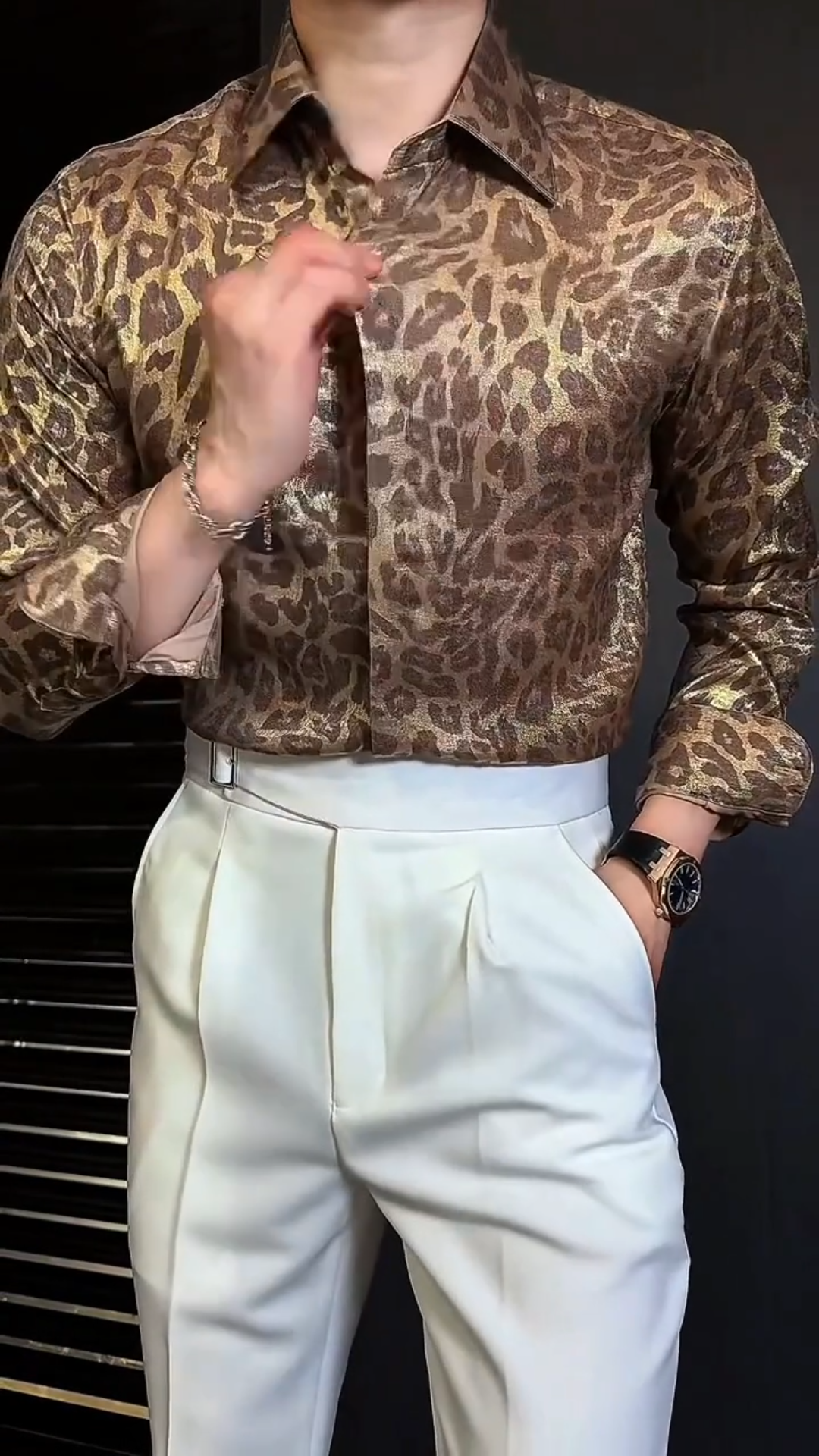 Men's Leopard Print Silky Comfort Shirt