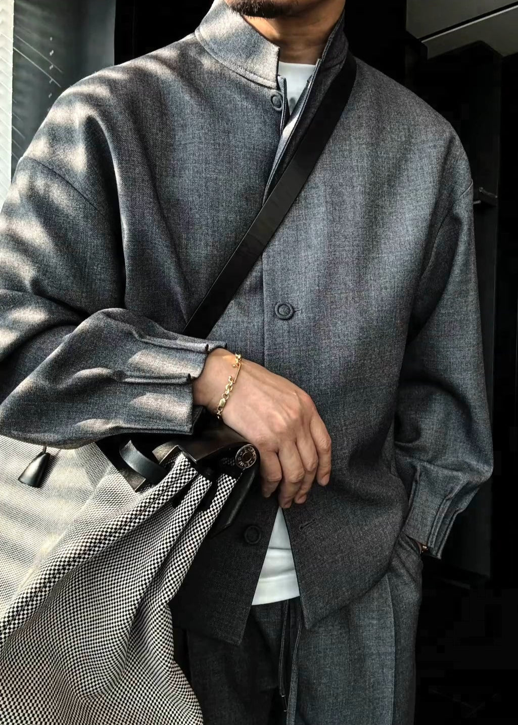 Men’s Casual Stand-Collar Fashion Suit Set