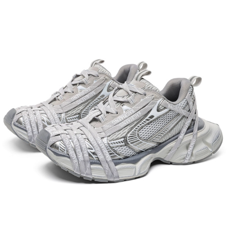 Men's Letter-Strap Woven Sneakers