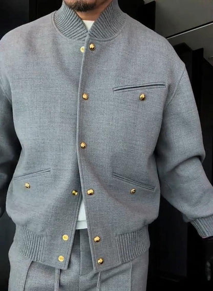 Men's Textured Knit Set with Metal Buckles