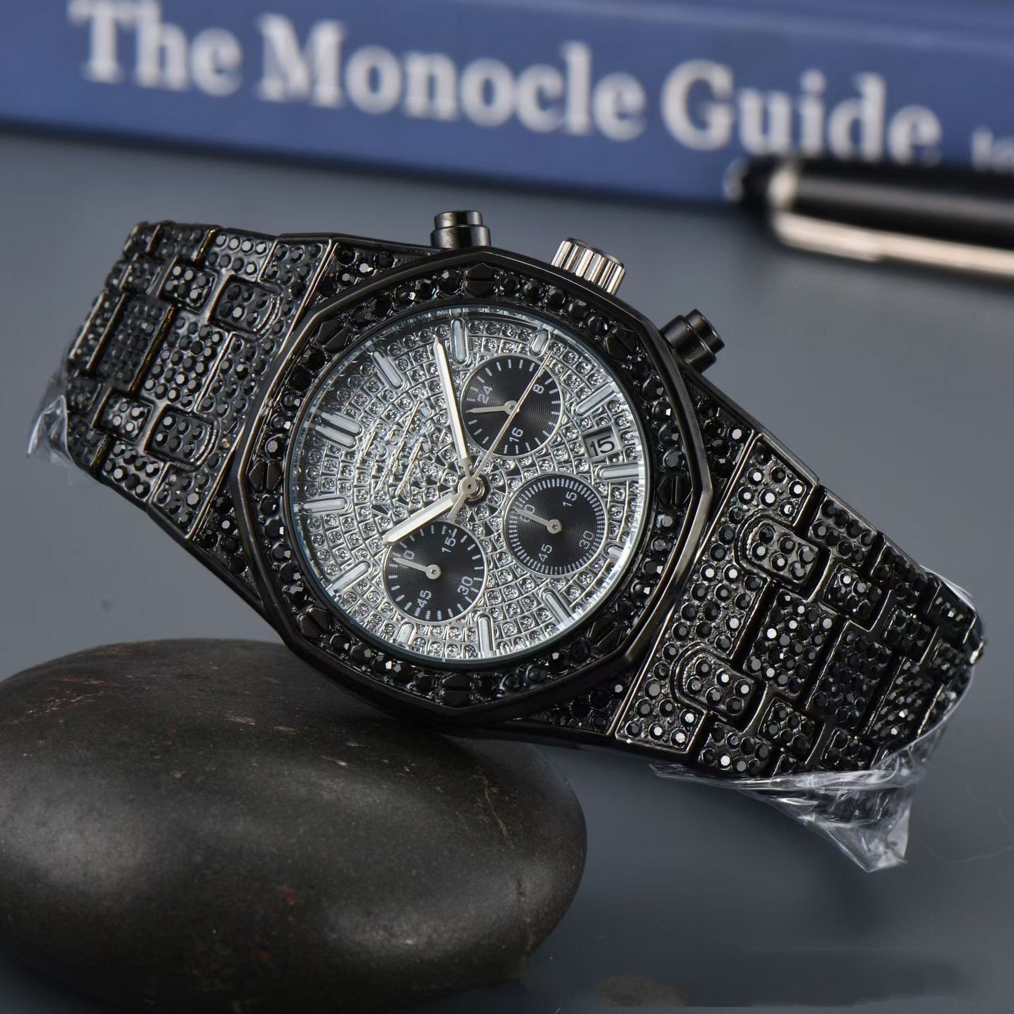 Automatic Mechanical Watch with Rhinestones