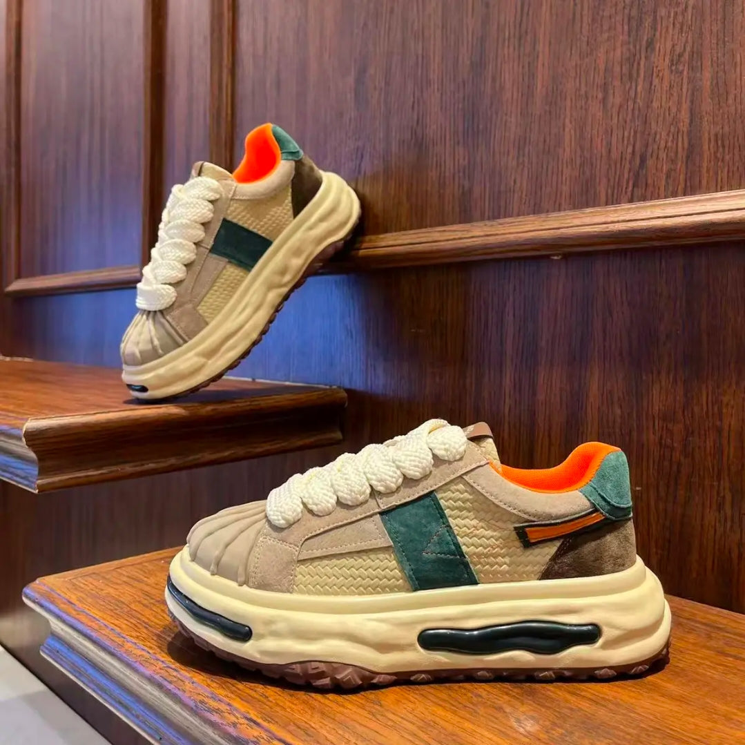 Men's Shell-Toe Color-Block Textured Casual Shoes