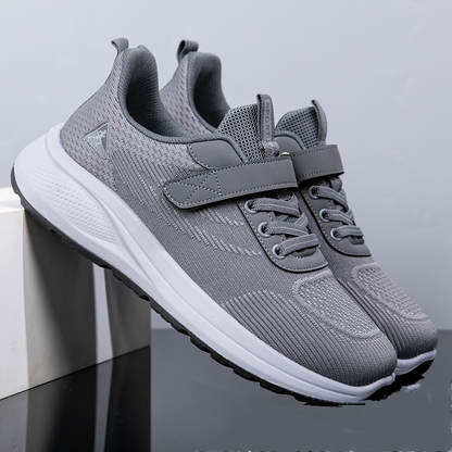 Men's Soft-Soled Mesh Sneakers with Hook-and-Loop Closure