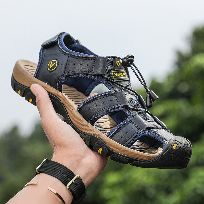 Men's cowhide closed toe sandals