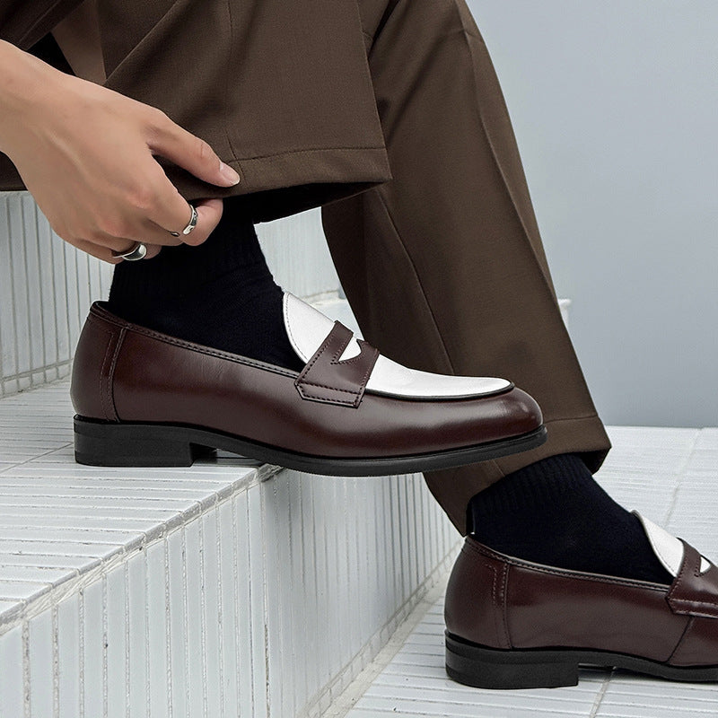Retro color matching leather shoes
