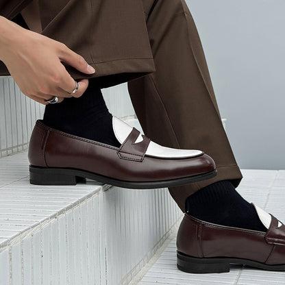 Retro color matching leather shoes