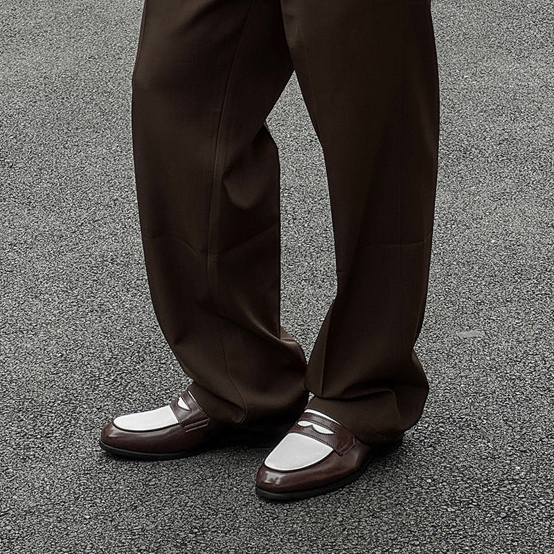 Retro color matching leather shoes