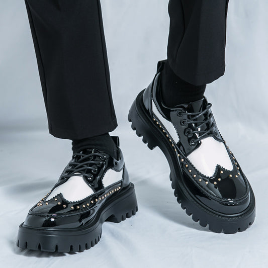 Men's personalized pointed toe leather shoes