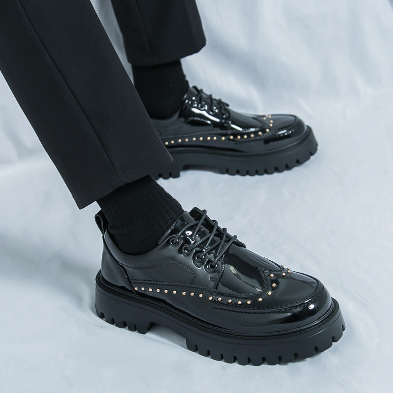 Men's personalized pointed toe leather shoes