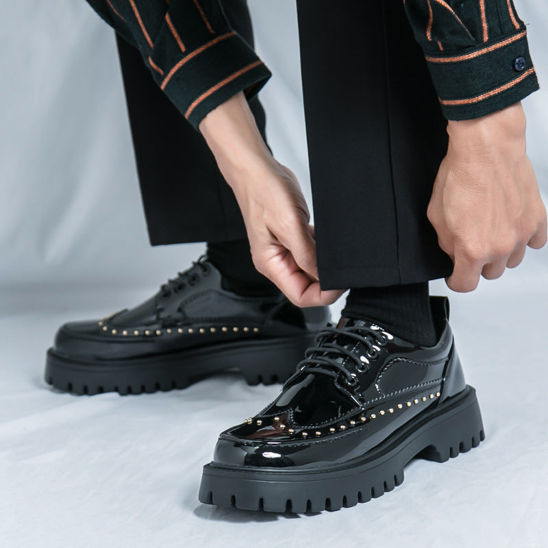 Men's personalized pointed toe leather shoes