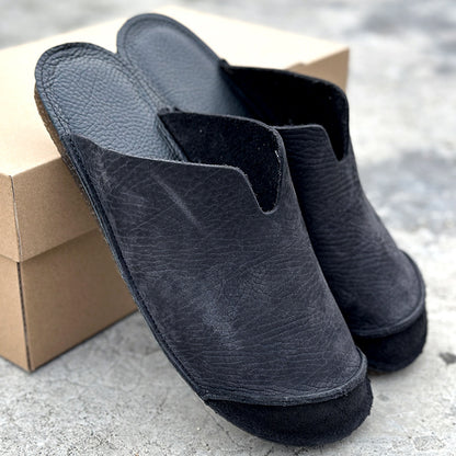 Men's genuine leather soft slippers suitable for outdoor wear