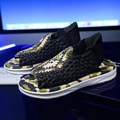 Men's woven thick-soled sandals