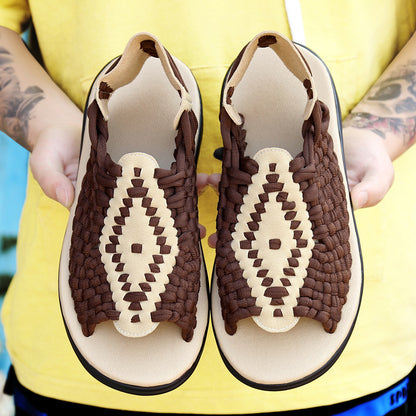 Men's woven thick-soled sandals