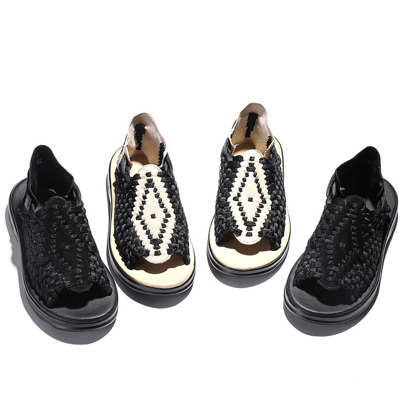 Men's woven thick-soled sandals