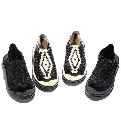 Men's woven thick-soled sandals
