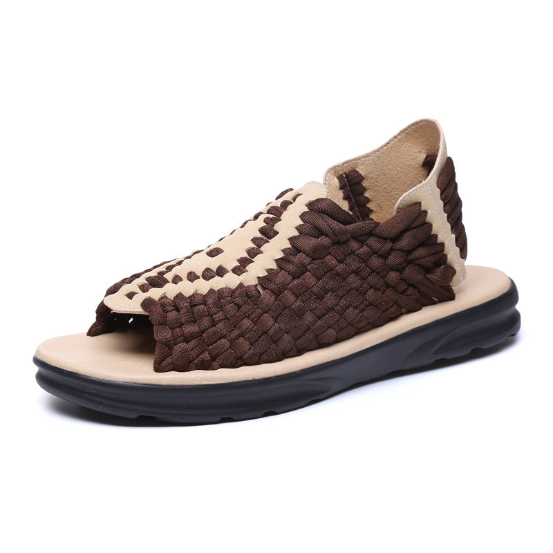 Men's woven thick-soled sandals