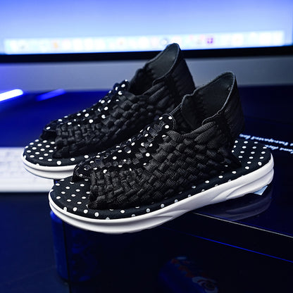 Men's woven thick-soled sandals