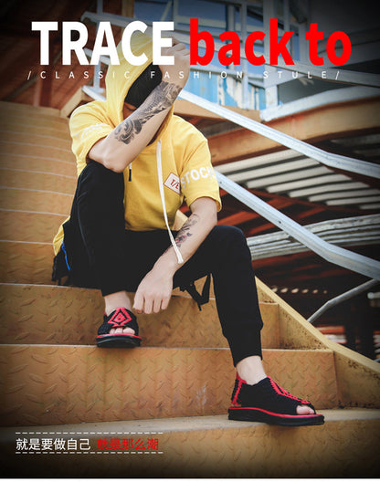 Men's woven thick-soled sandals