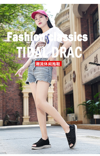 Men's woven thick-soled sandals