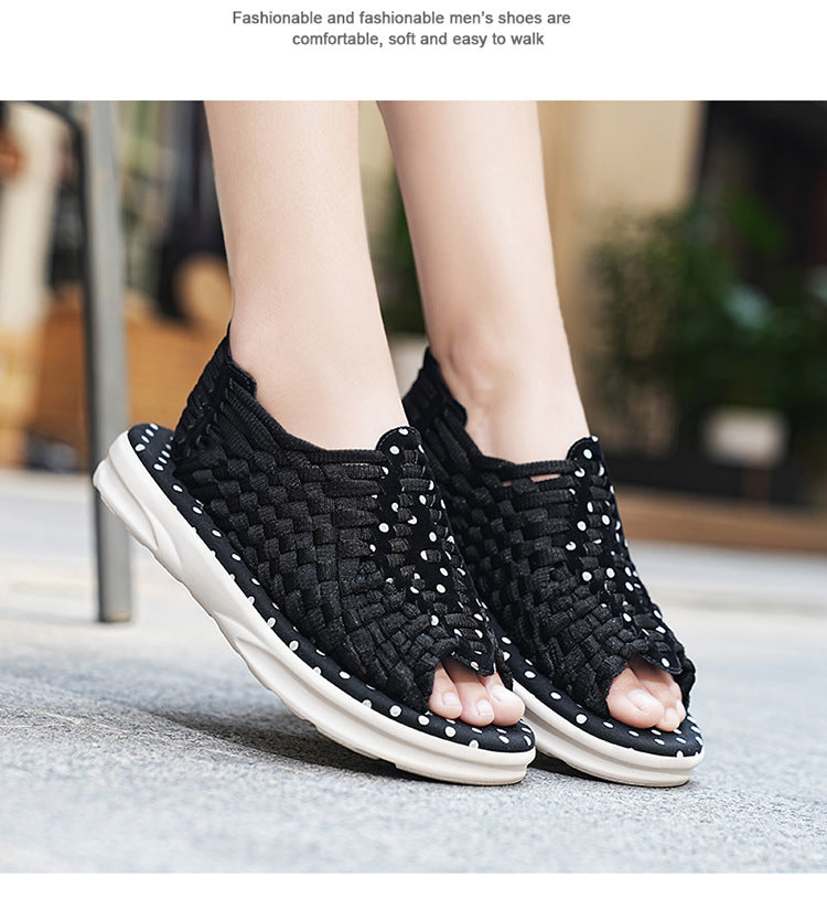 Men's woven thick-soled sandals