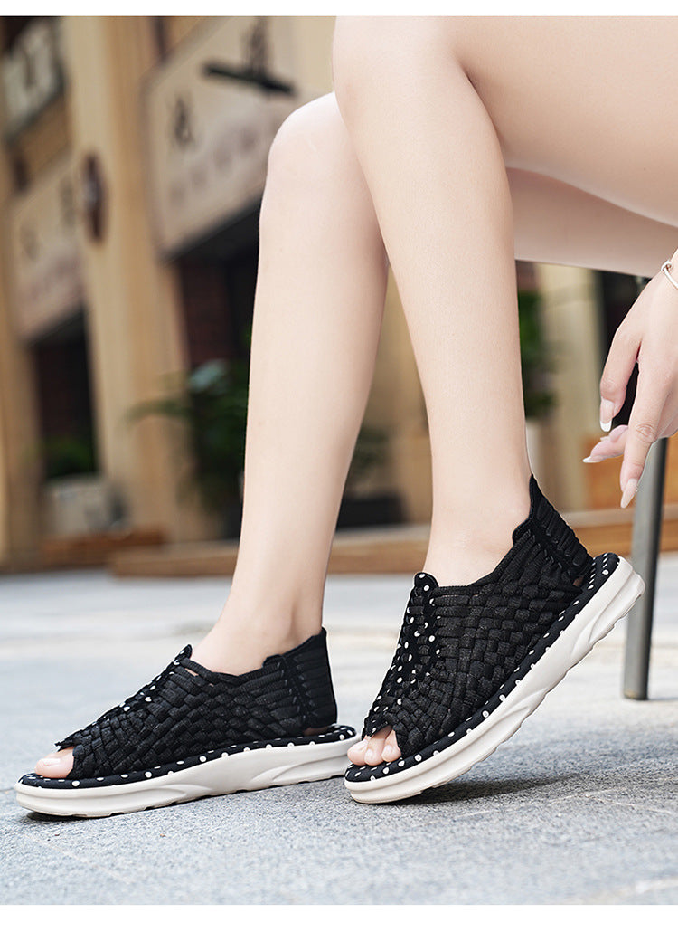 Men's woven thick-soled sandals