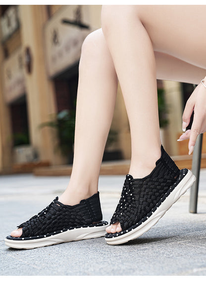 Men's woven thick-soled sandals