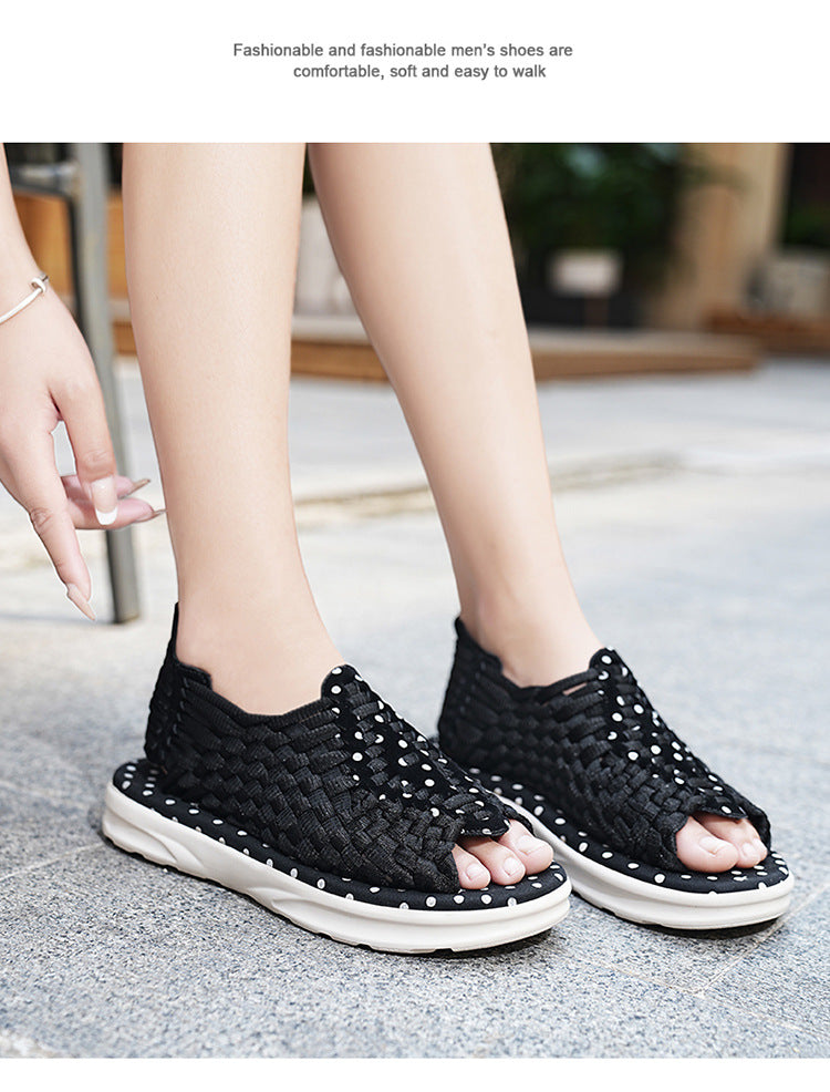 Men's woven thick-soled sandals