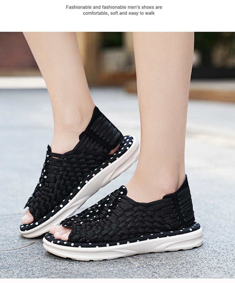 Men's woven thick-soled sandals