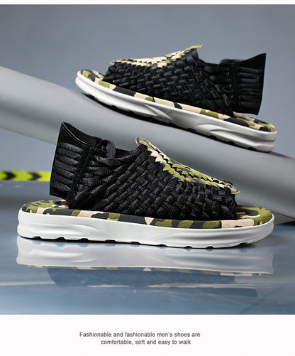 Men's woven thick-soled sandals