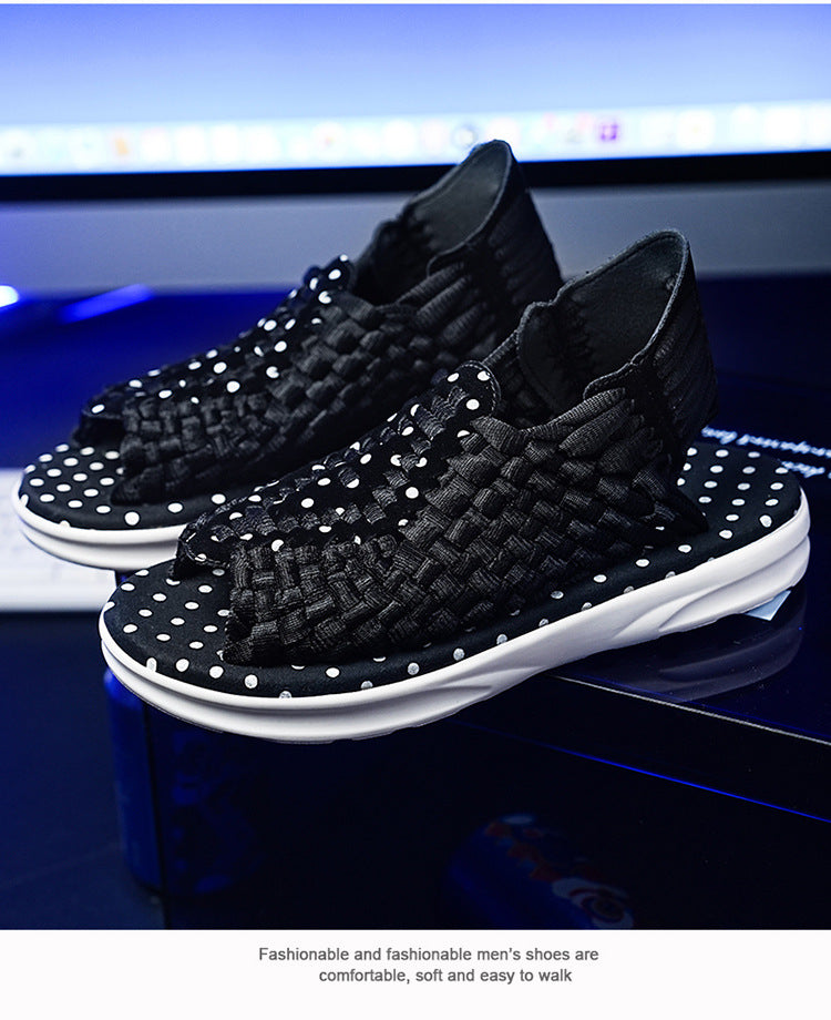 Men's woven thick-soled sandals