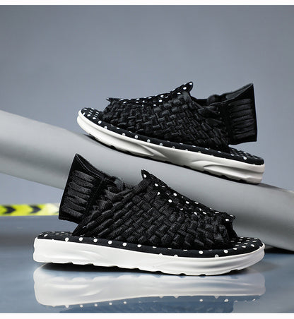 Men's woven thick-soled sandals