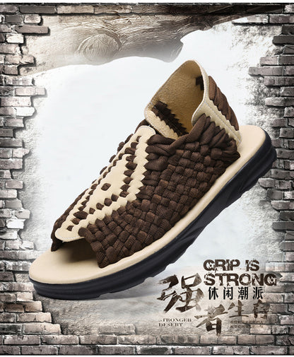 Men's woven thick-soled sandals