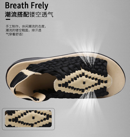 Men's woven thick-soled sandals